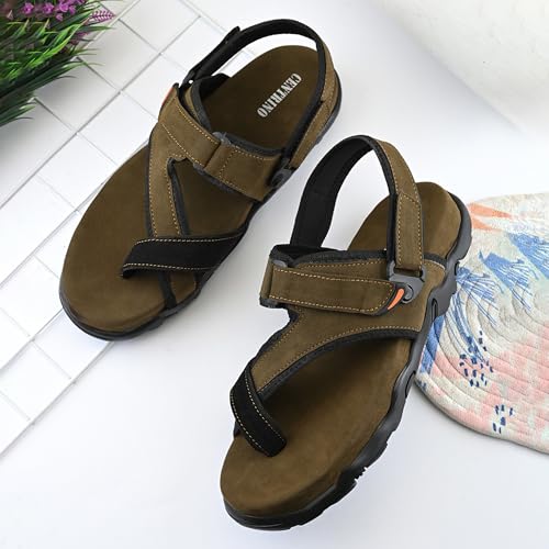 Image of Centrino Men's Sandals | Stylish Strap Sandal with Grip Insole | Adjustable Velcro Strap | Cushioned Footbed | Rubber Sole| Comfortable Casual Footwear for Office, Travel & Walking (9584)