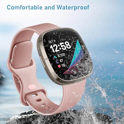 AK Straps for Fitbit Sense 2/Sense/Versa 4/Versa 3 - Silicone Sport Classic Soft Replacement Band for Women Men (Pack F,S) - Image 6