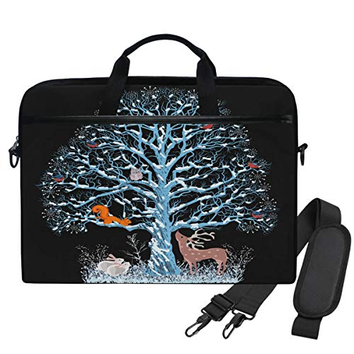 Laptoptasche 14 Zoll Blue Tree Bullfinches Owl Rentier Kaninchen Aktentasche 13,3 Zoll Computer Umhängetasche