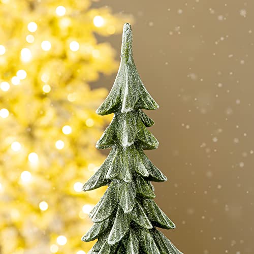 Image of Glitzhome 14.75 inch H Tabletop Christmas Tree, Artificial Resin Tree Mini Christmas Trees for Home Standing Tree Party Desktop Decoration