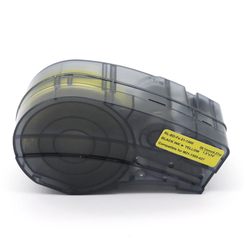 Nastro Etichette in Vinile Nero su Giallo Compatibile Con Brady BMP21 PLUS BMP21 LAB M21-1500-427(1pcs No Chip)