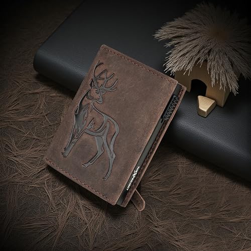Image of The X Project Staggo Trifold Wallet | Premium Genuine Leather | Aluminium Cardholder | Side Slide Pop-Up Card Ejector | Carry Up to 6 Cards and 1 Slot for Carrying Cash & Folded Bills (Brown)