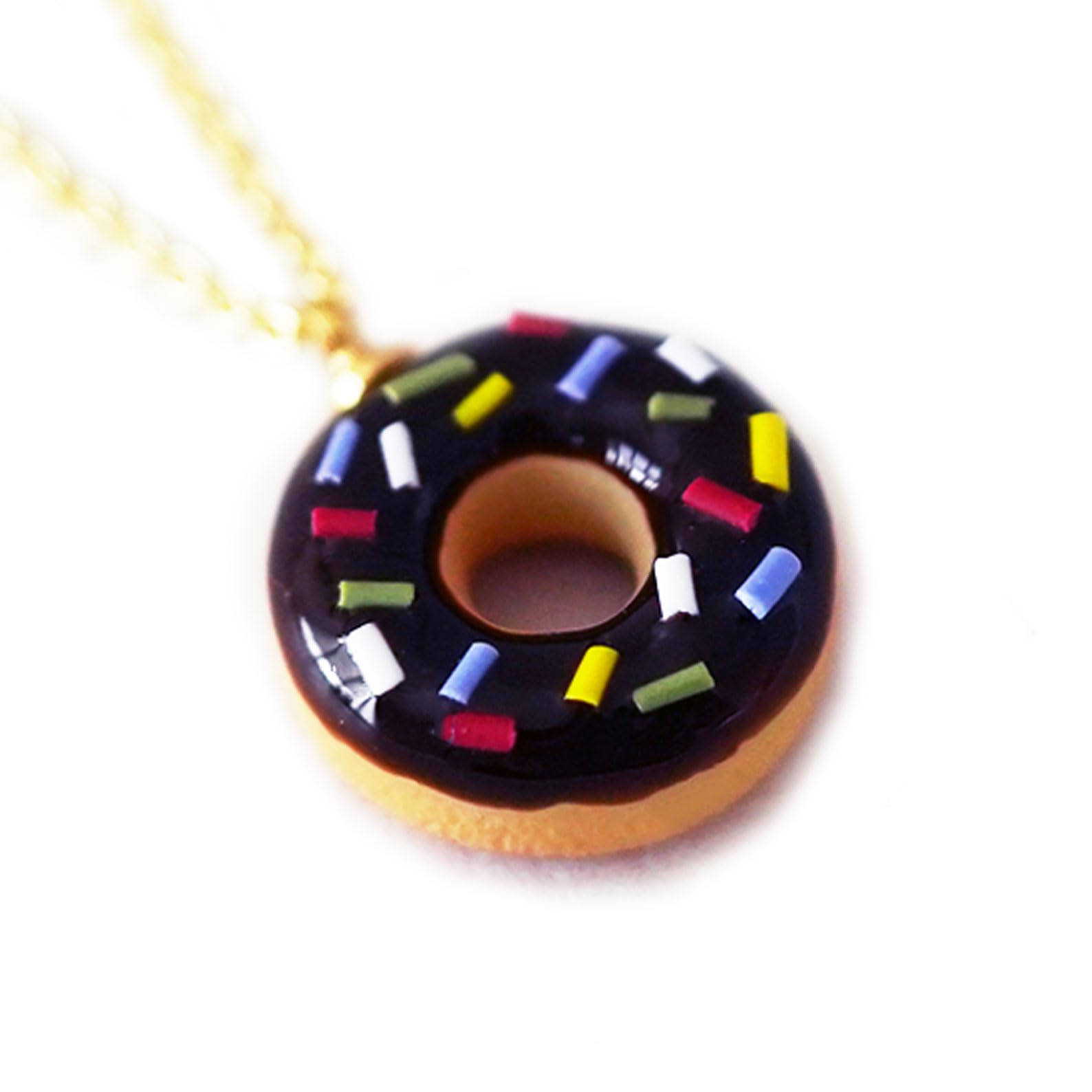 Chocolate Donut Pendant Necklace Resin & Clay Dessert Jewelry Kawaii Handmade Sweet Charm Cute Food Necklace Gift for Her Christmas Gift