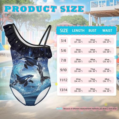 Image of Xpyiqun Swimsuits for Girls 3-14 1-Shoulder Ruffle Bathing Suit One Piece Adjustable Halter Swimming Wear