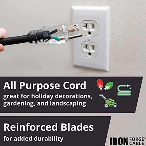 Iron Forge Cable 10 Gauge Extension Cord 50 ft with 3 Outlets, SJTW 10/3 Heavy Duty Outdoor Extension Cord with Multiple Outlets, 3 Way Black Electrical Wire for Major Appliance & Air Conditioner by IRON FORGE CABLE - Image 3
