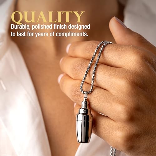 Smallest Cocktail Shaker Ever Necklace - Stainless Steel Pendant | Novelty Bar Accessory for Bartenders & Cocktail Lovers3