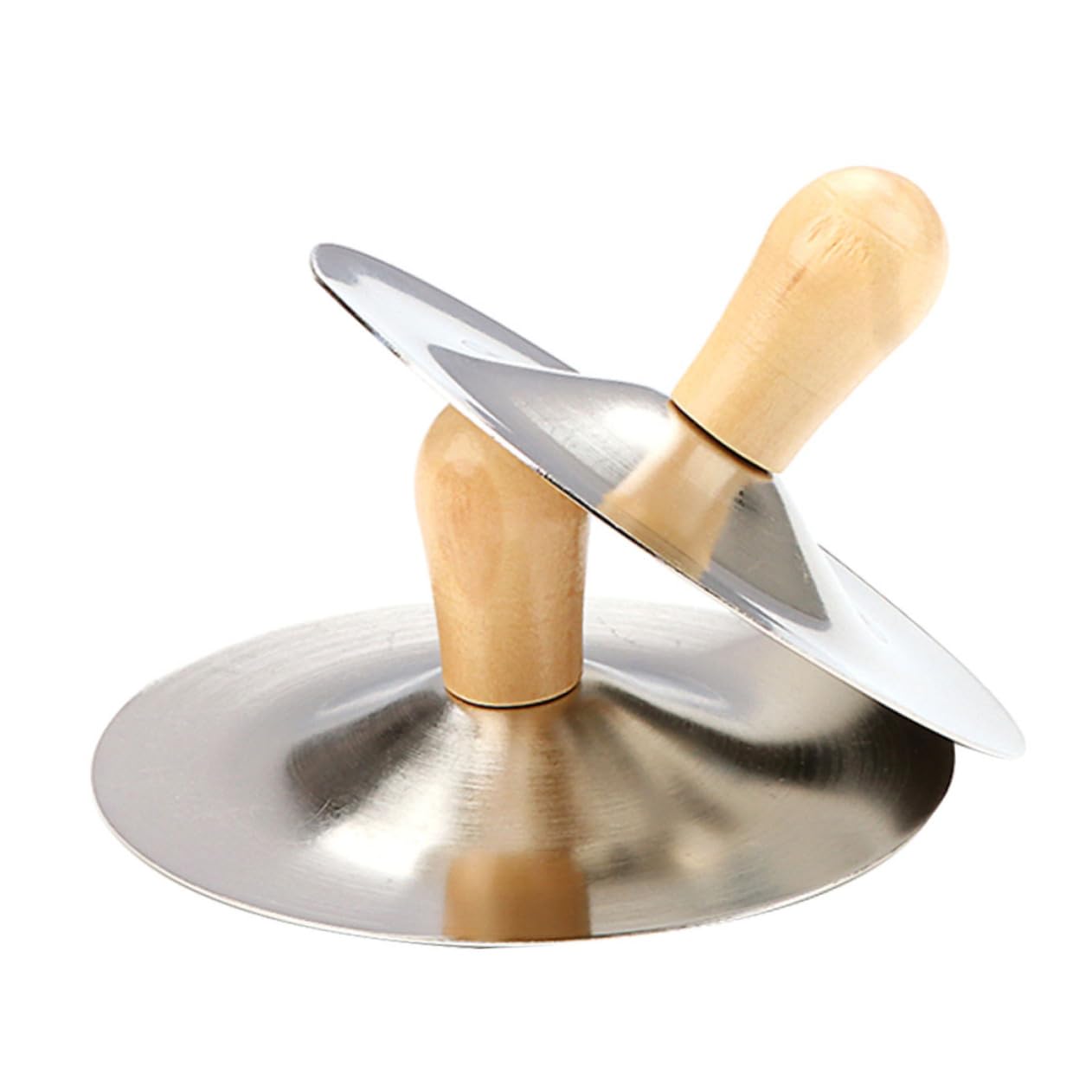 VANZACK 2Pcs Finger Cymbals with Sturdy Wooden Handles Compact Percussion Instruments for Dance Music Enthusiasts Lightweight Durable Hand Cymbals