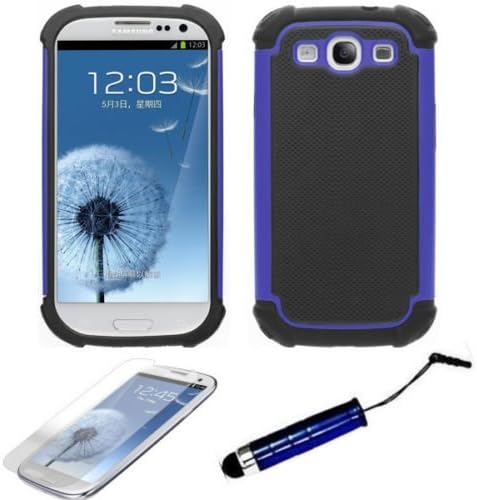 Samsung Galaxy s3 Case, Dual Layer Hybrid Shock Proof Shatterproof Case with Screen Protector and Stylus PEN For Samsung Galaxy s3 (ROYAL BLUE)