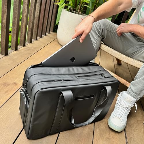 The FTL Pro Mens Travel Bag - 30L Premium Work to Gym Weekender Duffel with Garment Bag, Shoe Space & 18" Laptop Sleeve - Organized Athletic Business Carry On Hybrid, Fits Under Airplane Seat - Black4