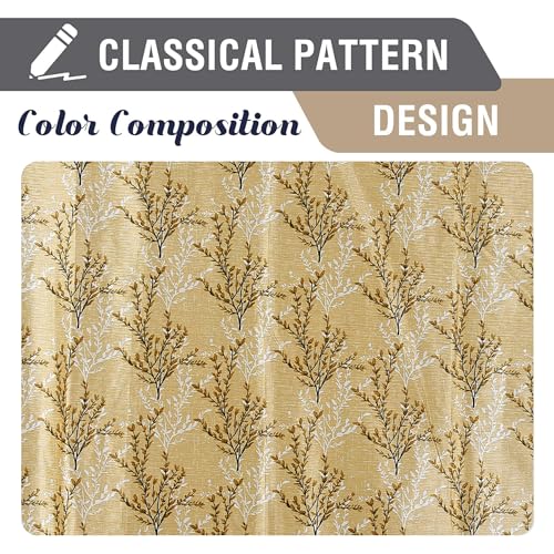 Image of Cortina Polyester 75% Blackout Curtains Set of 2 Floral Print | Grommet Eyelet Window Curtains for Living Room, Bedroom & Kids Room | Light Filtering Drapes for Privacy (Yellow, 9 FT)