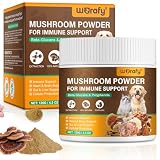 Polvo de hongos para mascotas, 11 setas silvestres de alta calidad, para apoyar el sistema inmunológico, cardiovascular, función intestinal y hepática, para perros y gatos adultos, 120 g