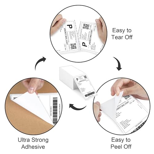 Sanbott Address Labels, 4" X 6" Direct Thermal Shipping Labels (Pack Of 500) - Commercial Grade - Thermal Labels Compatible With Jadens, Idprt Sp410,Polono,Asprink,Munbyn (Fan-Fold/500) #TOP2