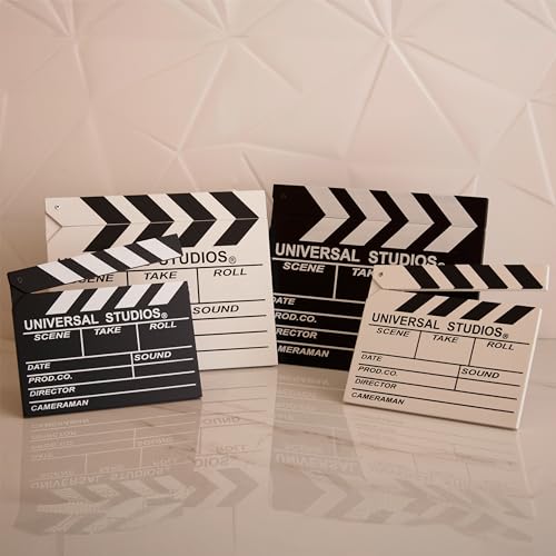 Image of Wooden Director's Clap Board Showpiece with Stand - Large 20x17 cm | Black & White Movie Clap Board | Unique Tabletop Gift for Bollywood & Hollywood Lovers | Ideal Film Prop