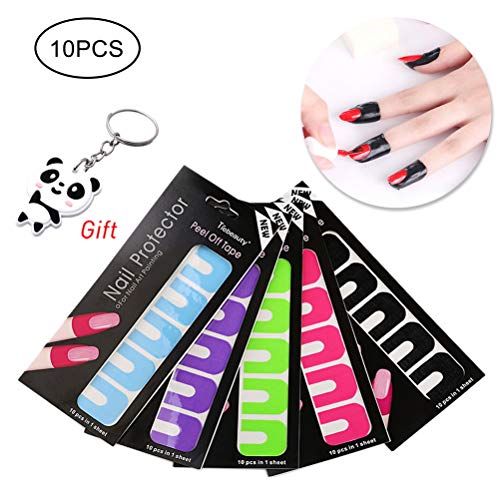 FASHIONROAD 10 Pack 100Pcs Nail Polish Protector, Disposable Peel off Sticker Tape, Soft