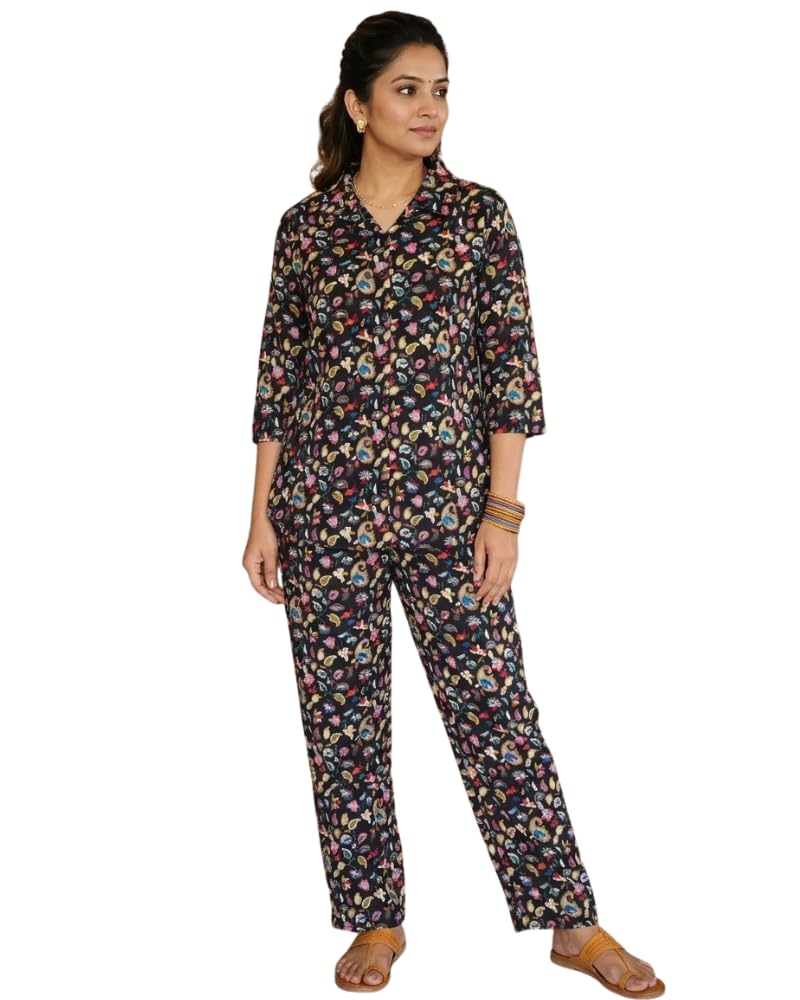 Women Cotton Printed Co-Ord Set | Casual Shirt & Pant Set | Summer Co-Ord Outfit-image-6