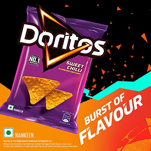 Image of Doritos Nacho Chips 53g /56g /60g /66g /71g, Sweet Chilli flavour, Crunchy Crispy Chips & Snacks (weight may vary)