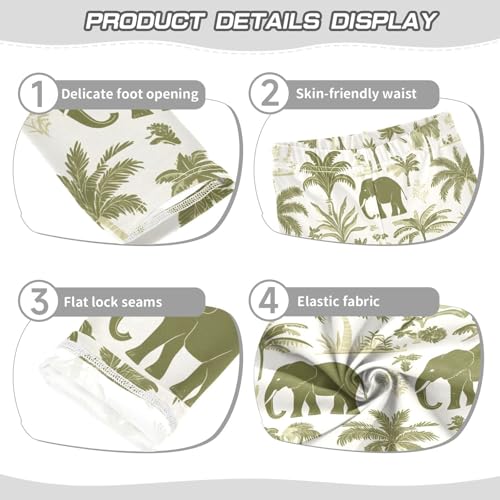 Coconut Tree Green Elephant Girls Leggings Soft Stretch Workout Yoga Dance Pants for Kids Casual Tights3
