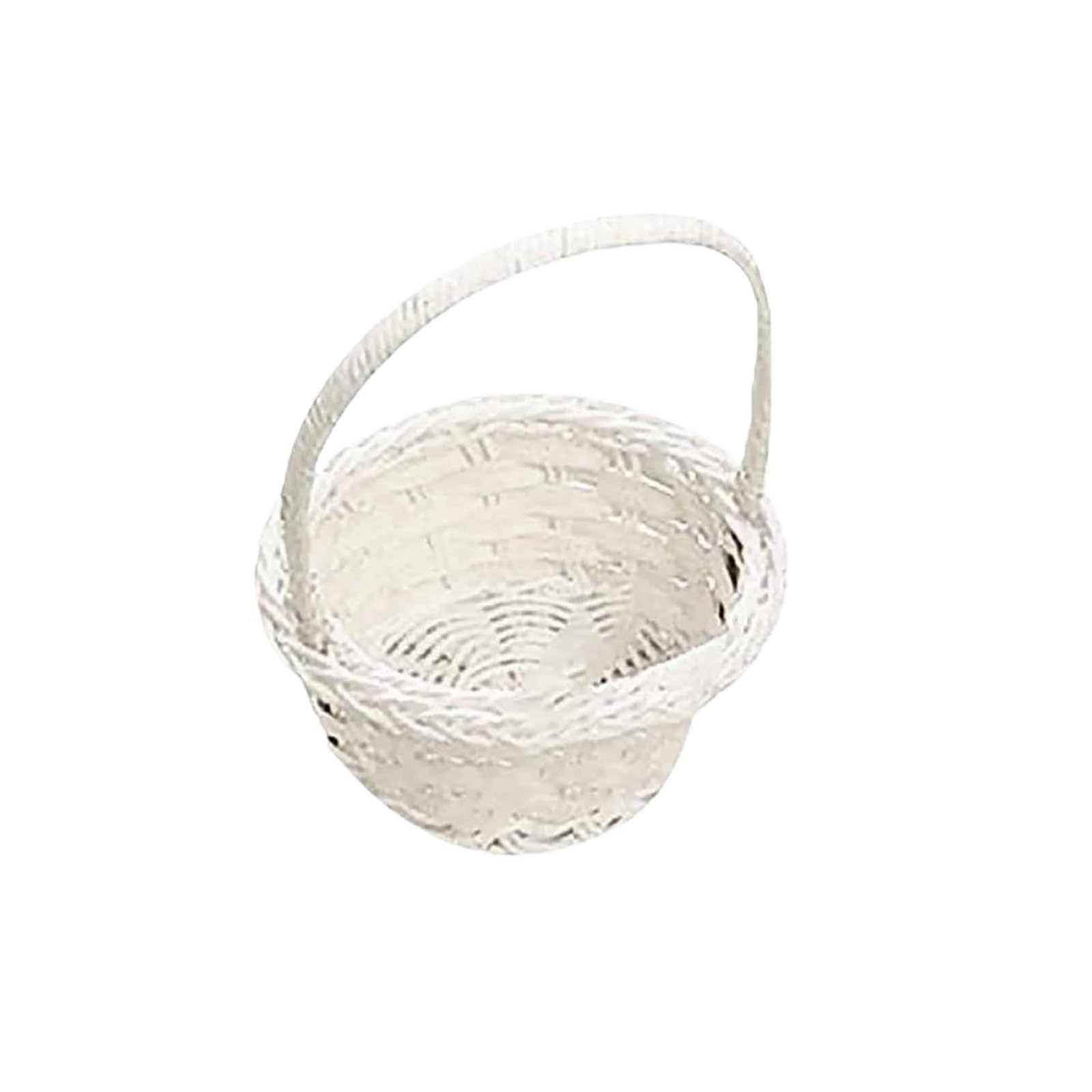 Hamper Basket Small White Basket Flower Girl Baskets Romantic Wedding Party Basket Candy Packing Storage Basket Box Cosmetics Organizer(Round 12cm x 9cm)