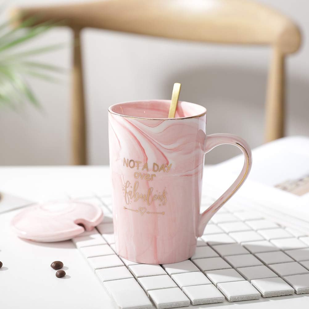 Top Brands Not a Day Over Fabulous mug - Birthday Gifts for Women - Funny Birthday Gift Ideas for Her, BFF, Best Friends, Coworkers, Her, Wife, Mom, Daughter, Sister, Aunt Ceramic Marble Mug(Pink)