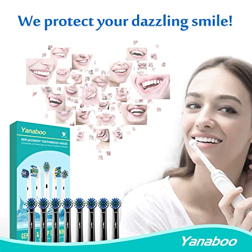 Image of Yanaboo Replacement Brush Heads Compatible with Oral B Electric Toothbrushes, for Vitality Pro Smart Genius Series, Precision Clean and Plaque Removal (8c Black)