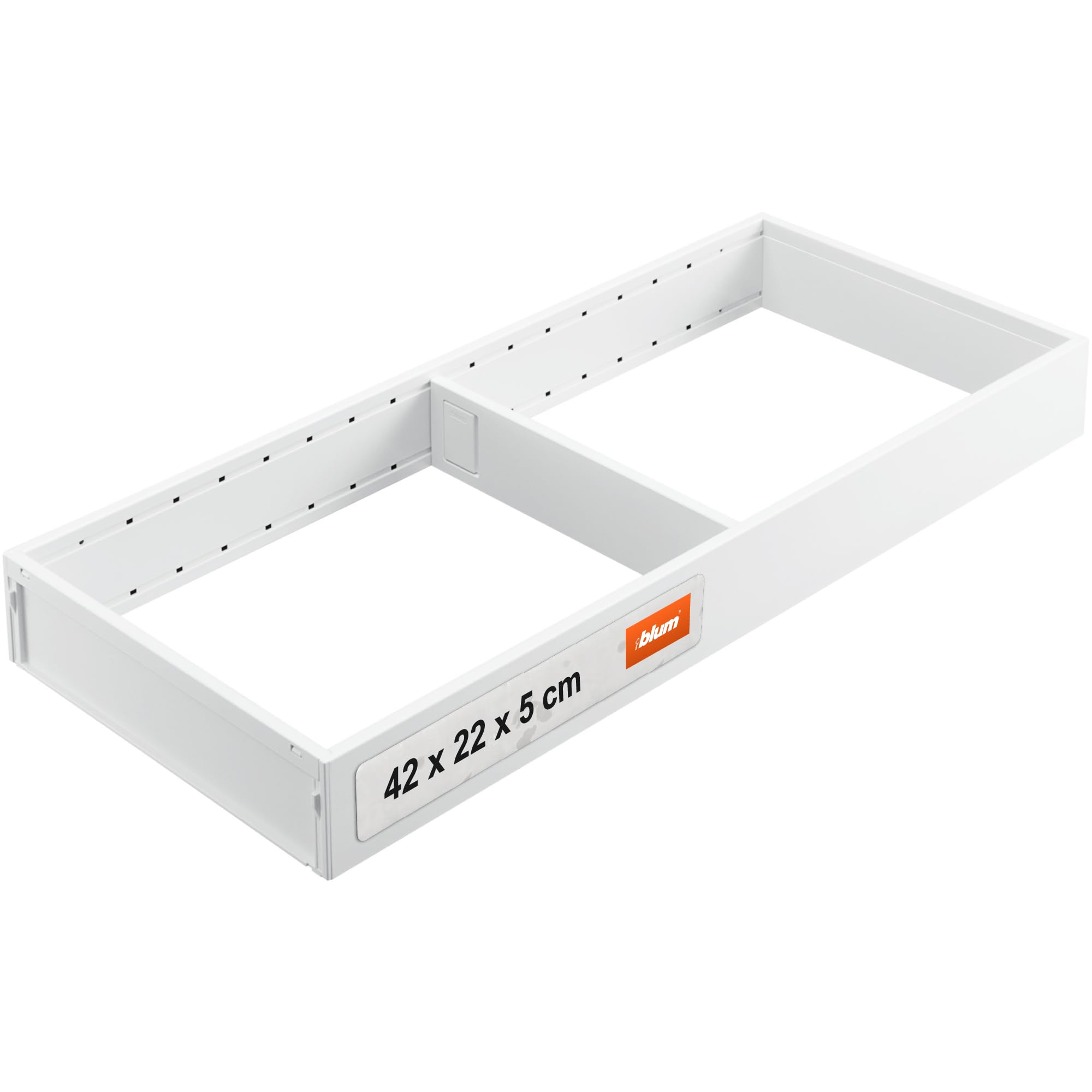 blum AMBIA-LINE organizer szuflady ze stali lakierowanej proszkowo | idealny do kuchni, łazienki i pokoju | rozszerzalny modułowo | 42×22×5 cm | z płytką magnetyczną | Biały jedwab