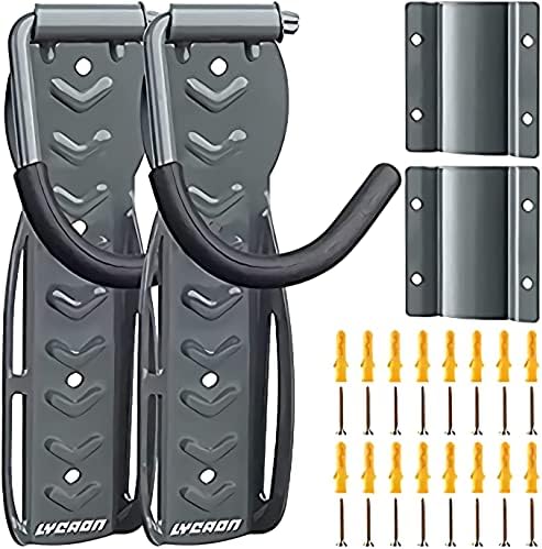 LYCAON Soporte Bicicletas Pared, Gancho Bicicleta Pared Soporta Hasta 68lb, con Bandeja Para Neumáticos & Tornillos, Portabicicletas de Almacenamiento Vertical Casa/...