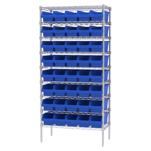 Akro-Mils 30098 Plastic Nesting Shelfmax Storage Bin Box, (18-Inch X 6-Inch X 6-Inch), Blue, (10-Pack) #TOP3