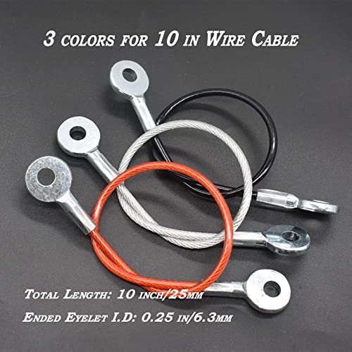 Bytiyar 10 Pcs 10 Inch (25Cm) 3Mm Thickness Galvanized Steel Wire Cable Eyelets Ended Short Rope Lanyard Safety Tether Chain Lock With Vinyl Coated Cover Black #TOP2