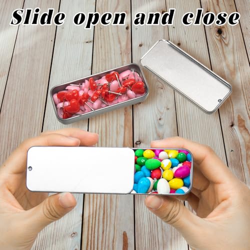 Image of 3 Pack Metal Tin Box Containers, Small Metal Box 3.15 x1.34x0.4 Inch, Empty Mini Container for Candies, Jewelry, Pills, Needles (Blackx1 /Silverx1 /Whitex1)