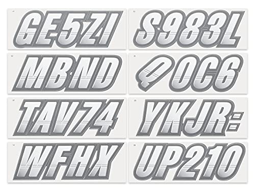 Image of Techtron White /Carbon 3 inch Alpha-Numeric Registration Identification Numbers Stickers Decals for Boats & Personal Watercraft: Matches Yamaha WaveRunner VX Cruiser, VX and EX Deluxe