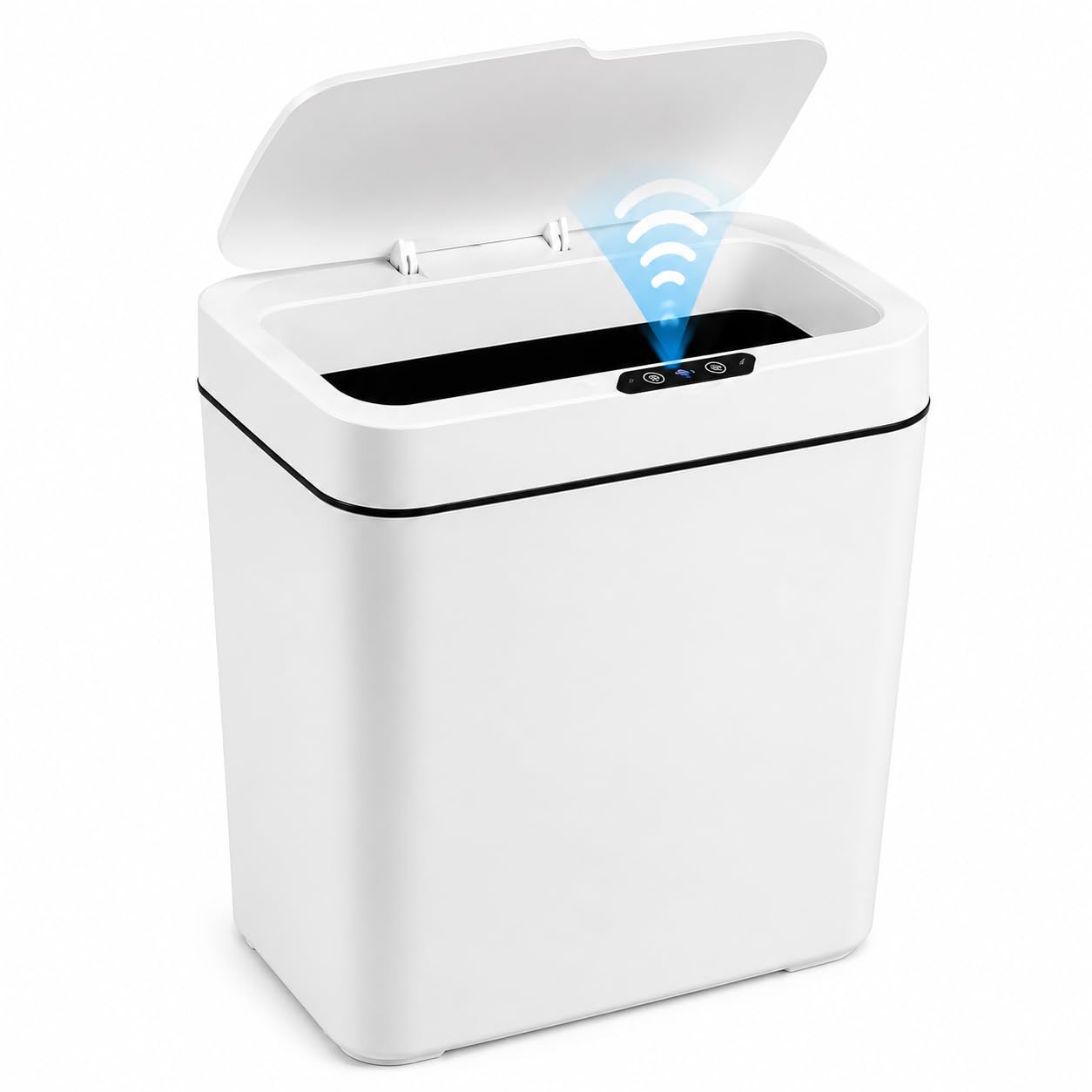 Zollyss Motion Sensor Trash Bin, 15L Capacity, Waterproof Kitchen Waste Bin with Infrared Sensor Lid, White-image-34