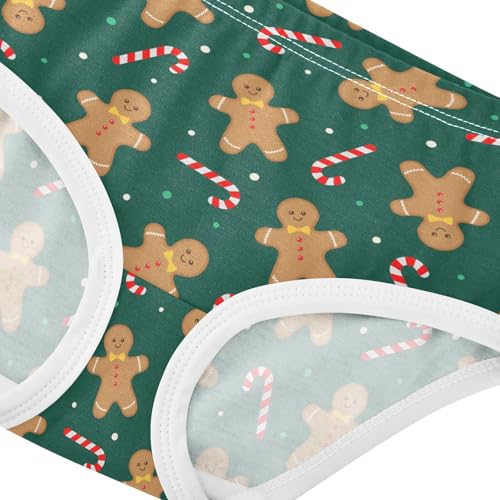 Little Girls' Soft Cotton Underwear Kids Breathable Comfort Gingerbread Man Candy Cane Panties Briefs Toddler Undies4
