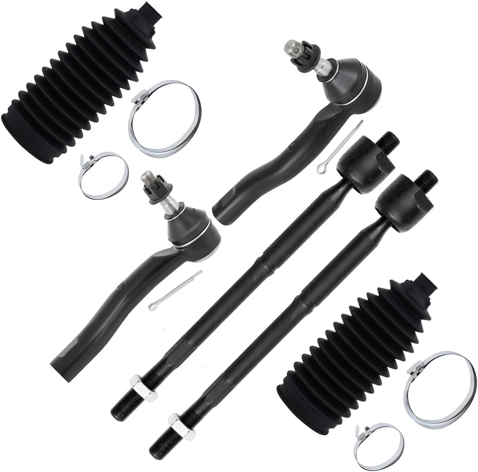SCITOO 6-PC Suspension Kit Replacement fit for Toyota Prius 2004-2009 Inner Outer Tie Rod End Steering Rack Boot Auto Parts