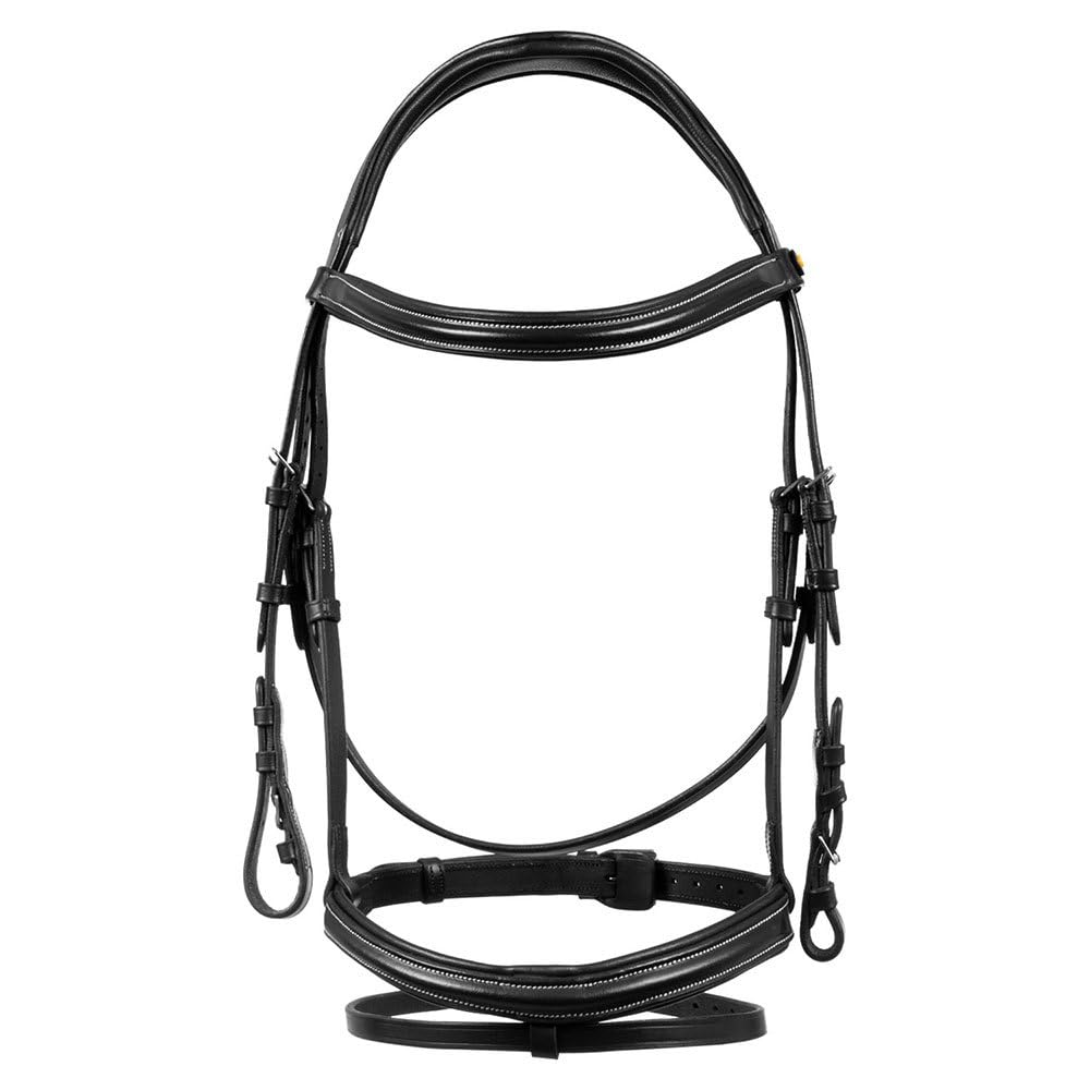 Testiera Anatomica in Pelle rialzata e Imbottita Pony, Nero
