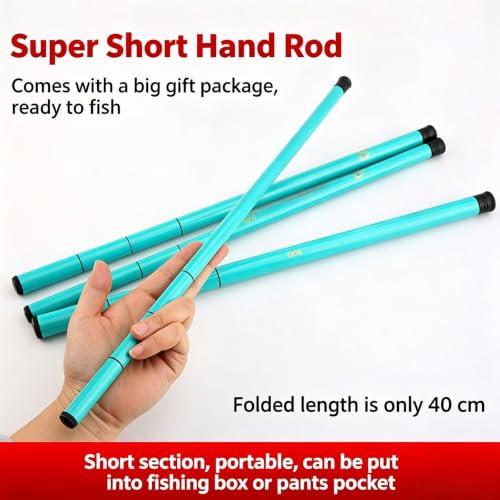Section Fishing Rod for Backpack Trips, Telescopic Fiberglass Hand Rod with 40cm / 15.74in Collapsed Frame Backpack Fishing Compact Hand Travel Freshwater Youth Beginner Creek Shore Dock Shrimp Pocket - Image 7