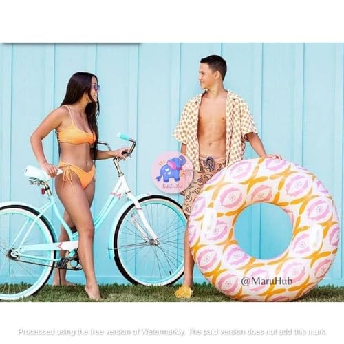 Image of Timeless Print 45IN Inflatable Swimming Rings| Round Floater with Handle for Safety |Swim Tube for Kids 9+ & Adult| Pool Floating Lounge for Pool Party, Lake, Beach | Swimmer Training Aid