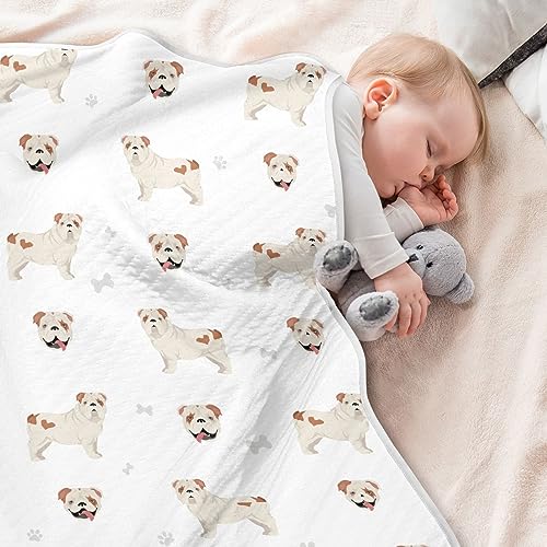 Image of Swaddle Blanket English Bulldog Cotton for Infants - Lightweight Soft Swaddling for Crib, Stroller, Nursery - 30x40In