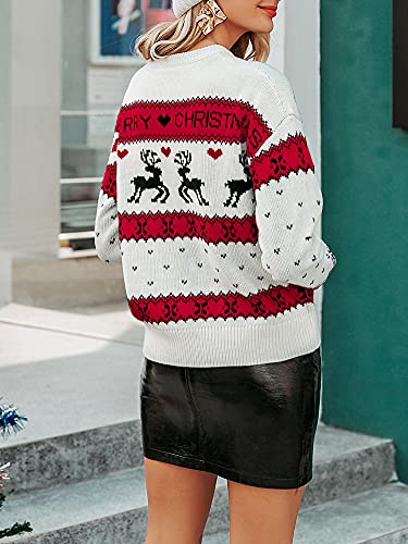 BerryGo Women's Cute Christmas Sweater Ugly Long Sleeve Knit Pullover Reindeer Sweaters4