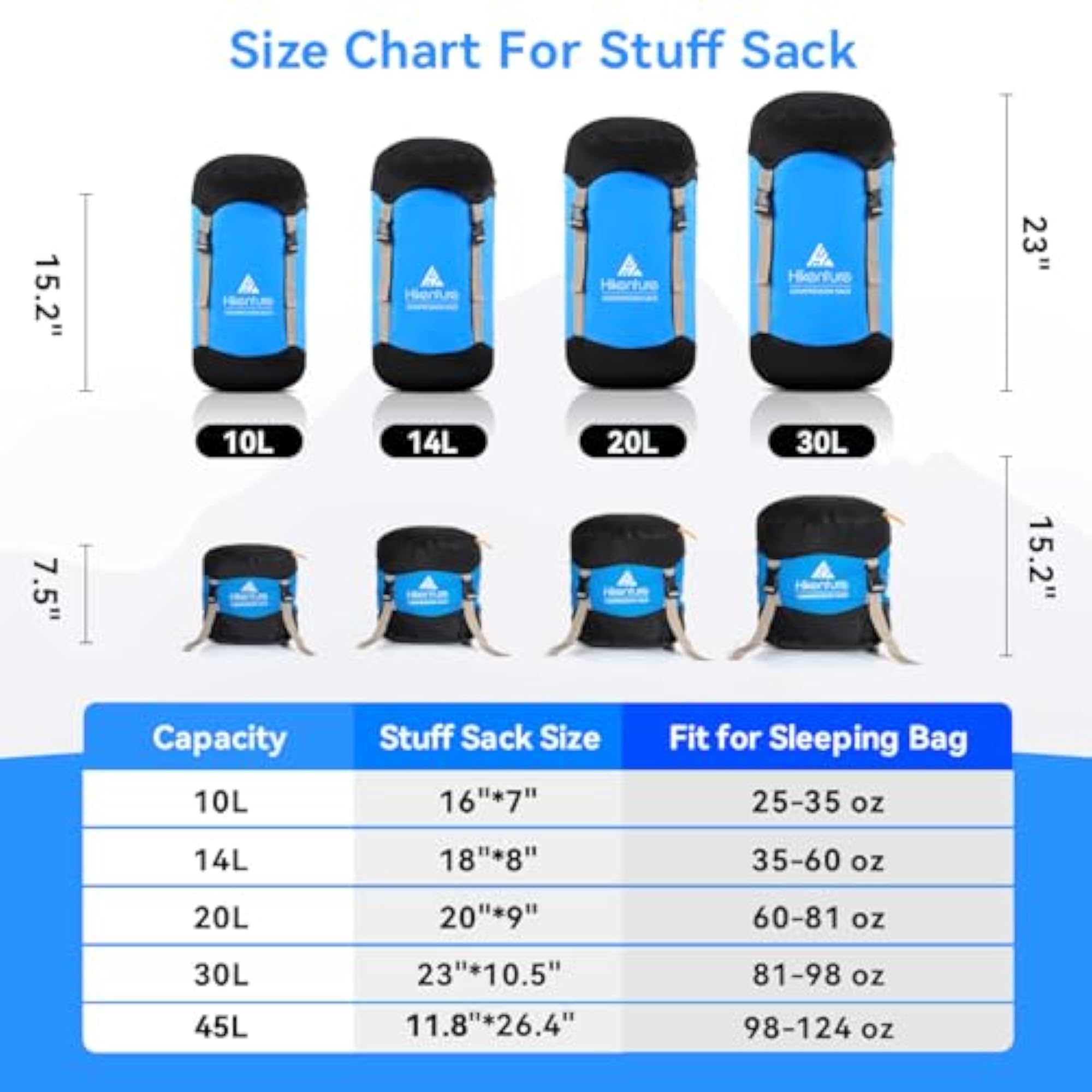 Compression Sack for Sleeping Bag, Water-Resistant