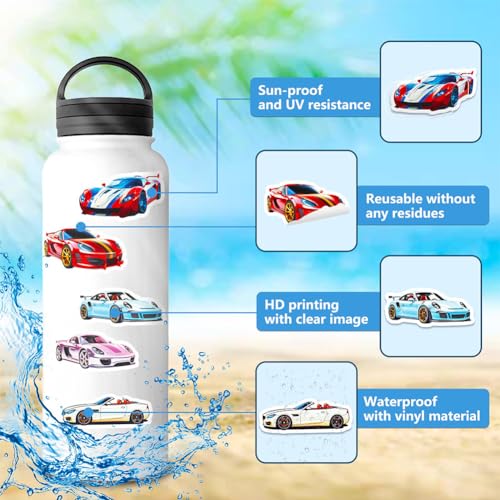 Ungnu YS-Y20240314-CF7 50Pcs Sports Car Stickers Sporty Racing Car Waterproof Vinyl Decals For Adult Teen Kids Cup Water Bottles Laptop Luggage Computer Mobile Phone Guitar Skateboard Decoration thumb #6