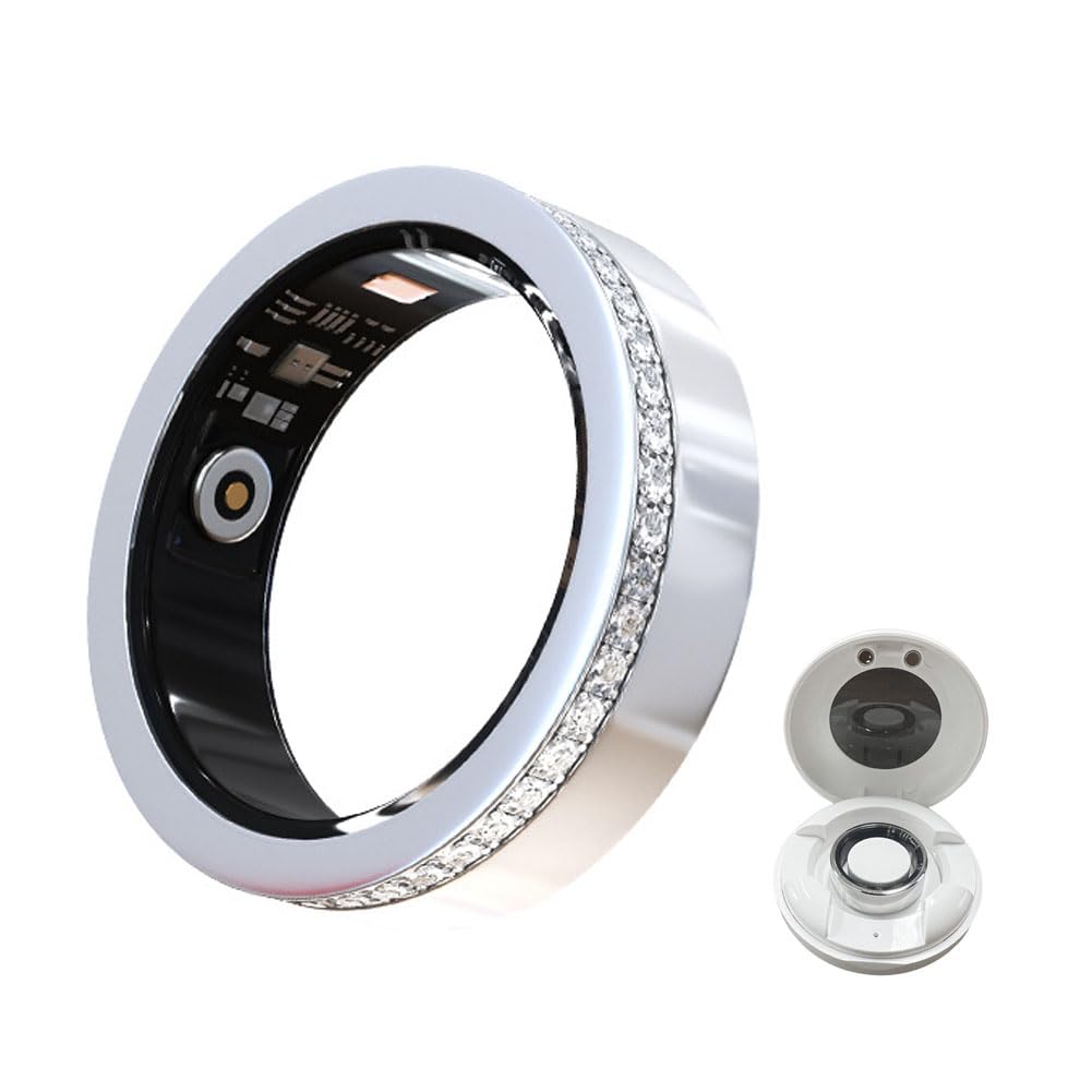 Bague Intelligente, Smart Ring Homme Capteur Ring Anneau Connecté Capteur Ring Silver 10#