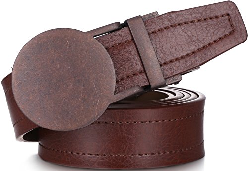 Image of Marino Men's Comfort Click Ratchet Belt Casual Leather Belt for Men - Automatic Linxx Buckle, 1 3 /8 inch Wide - Elegant Gift Box