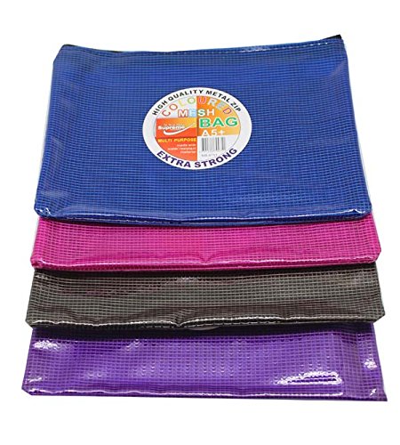 Supreme Stationery - 4 x A5+ Strong Coloured Storage Waterproof Mesh Wallet