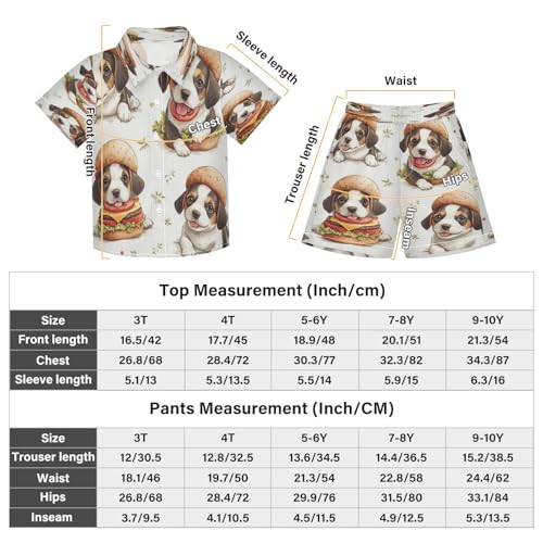Boccsty Hamburger Beagle Dog Brown Puppy Boy Summer Shorts Sets Hawaiian Toddler Boys T-Shirt & Pants 2 Pcs 3T3