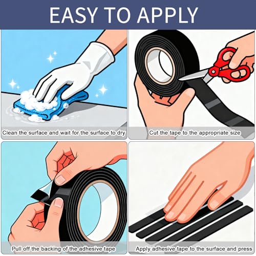 Image of Black Anti-Slip Stair Treads Tape,2 inch x35FT Heavy Duty PVC Non-Skid Grip Tape for Wooden Steps, Indoor /Outdoor Stairs, Pool Decks - Peel & Stick Waterproof Safety Traction