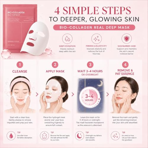Generic Bio Collagen Sheet Mask Overnight Face Mask - Pack of 4 - Image 3