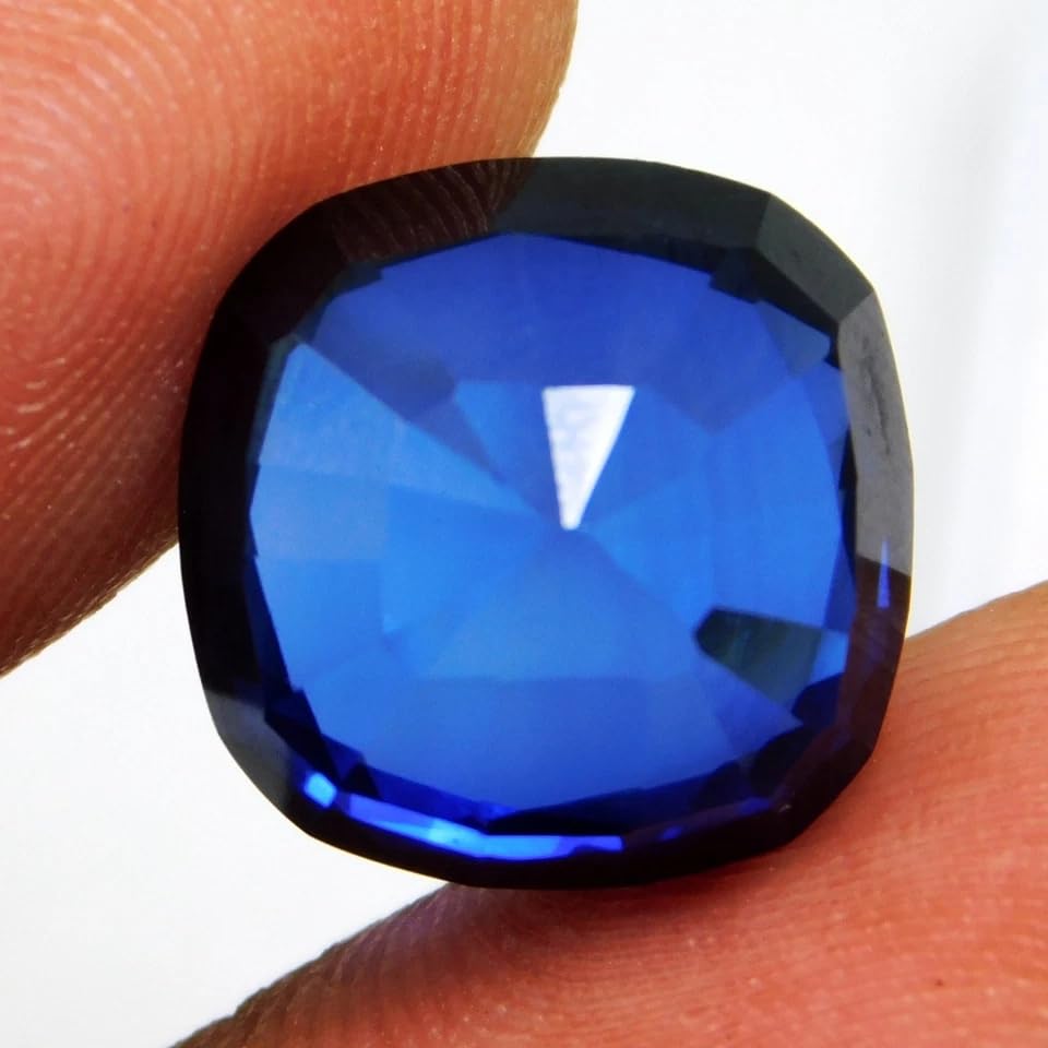 Image of 11.30 Carat Natural Blue Sapphire Radiant Cut Loose Gemstone Certified Faceted Ceylon Sapphire Stone for Rings Pendants Jewelry Making