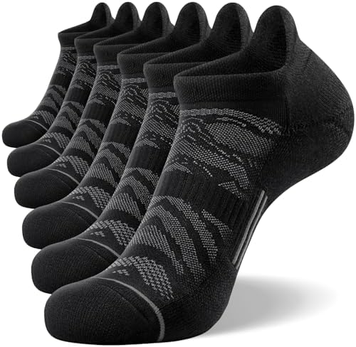 FITRELL 6 Pack Men's Ankle Running Socks Low Cut Cushioned Athletic Sports Socks 7-9/9-12/12-15