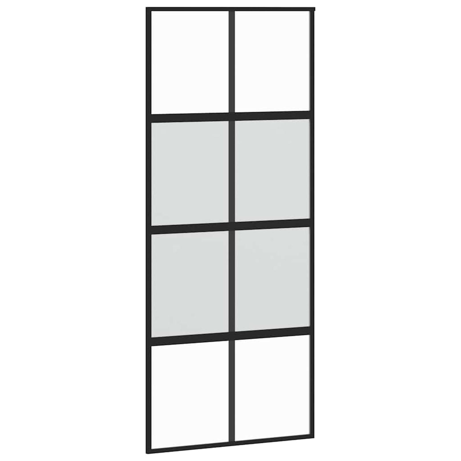 Drzwi przesuwne czarne 90 x 205 cm ze szkła hartowanego i aluminium z cichym systemem jezdnym, malowane proszkowo stalowe okucia, do salonu, sypialni i kuchni