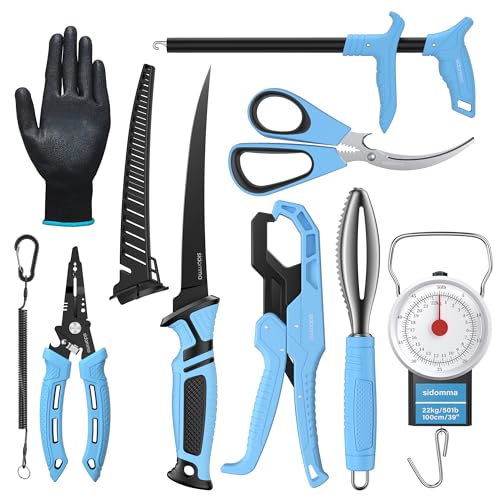 Sidomma Pro Fishing Gear and Equipment Tools Accessories Kit with Fishing Pliers Fillet Knife...
